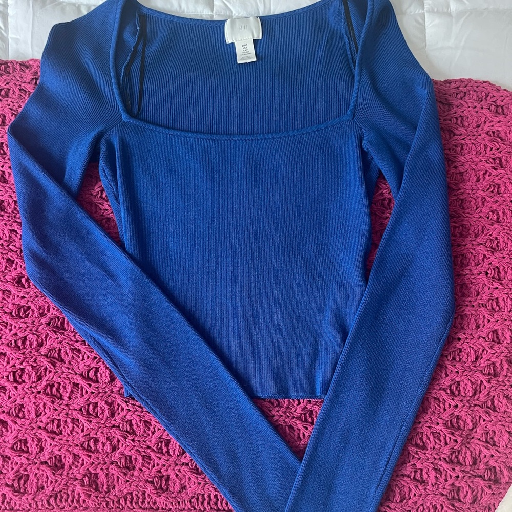 H&M Blue Long Sleeve Top